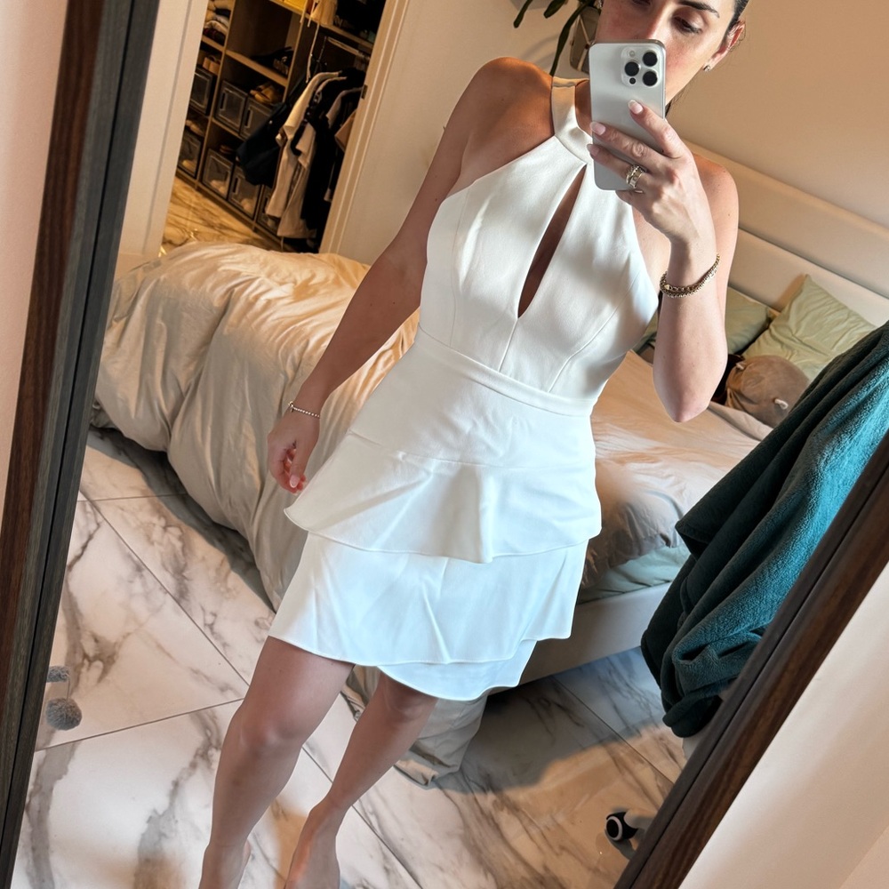 BCBGMaxAzria White Halter Mini Cocktail Dress